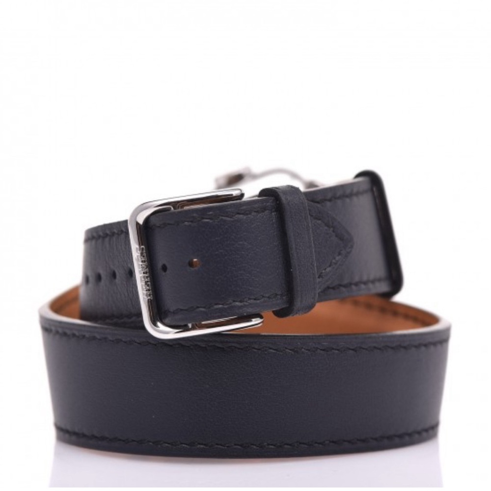 🎀HERMES Apple Watch Double Tour Bleu Indigo  leather band🎀